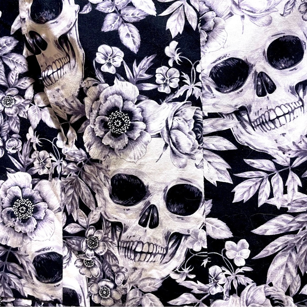 MAGNOLIA PARK Retro Fit & Flare Halloween Skull & Flowers Cotton Dress NWOT 3XL - Picture 5 of 9